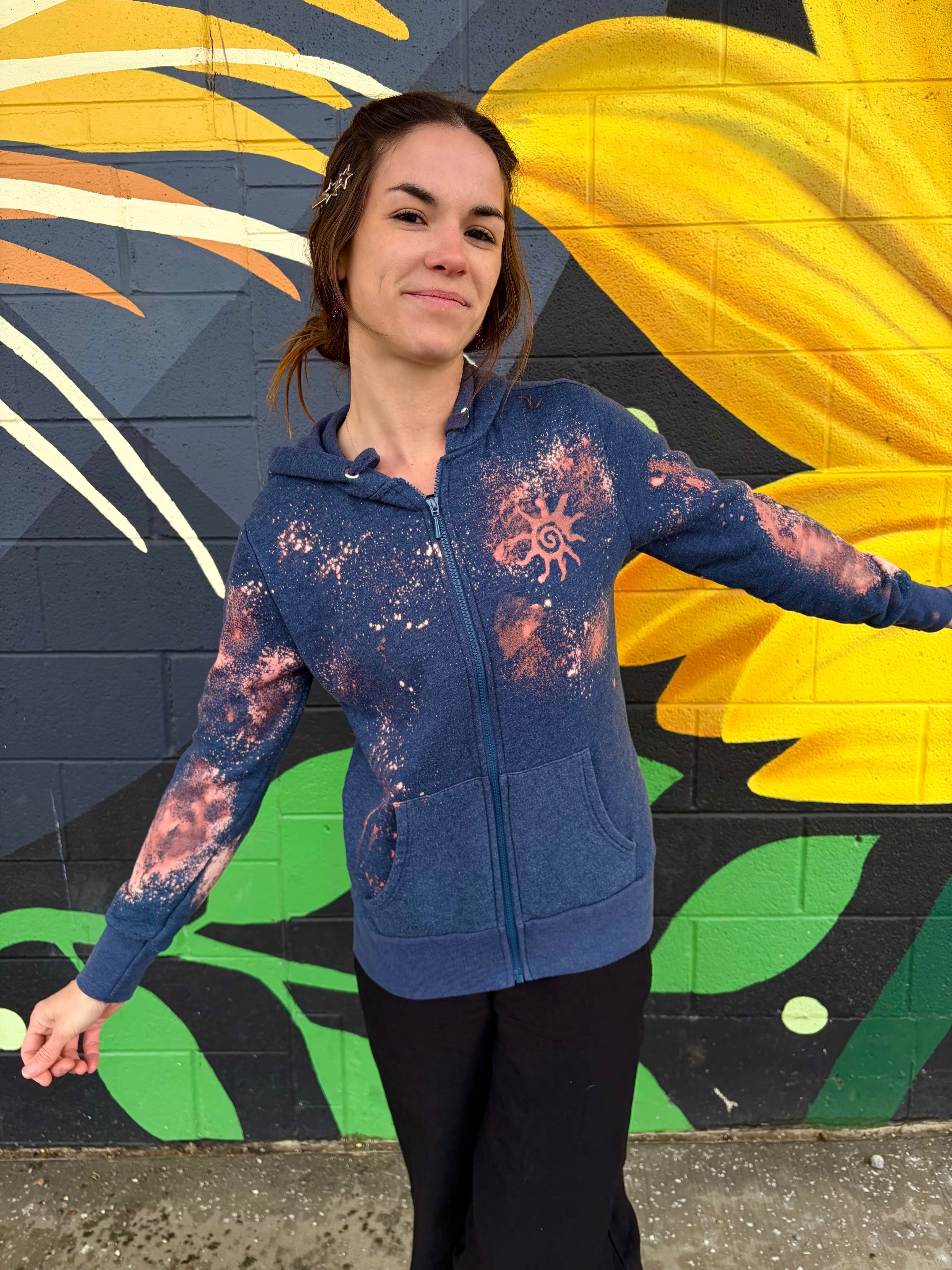 Lets Dance Bleach Art Jacket - LJS Classic : Blue/Grey -  Woman's Small