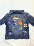 Yin & Yang Cherry Blossom — Hand-Painted Jean Jacket