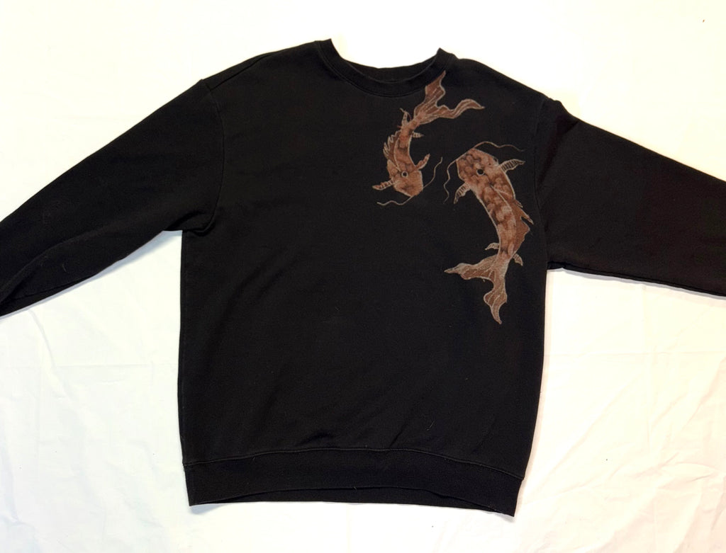 Hand-Painted Koi Fish Crew Neck - LJS Design - Mens Large