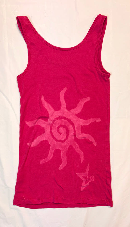 Bleach Art Butterfly & Flower Spring Tank Top - Pink -