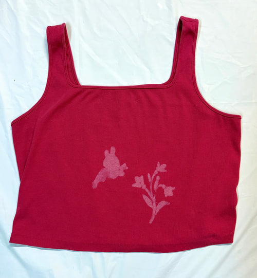 Pink tank top with floral design on a white background Bleach art 