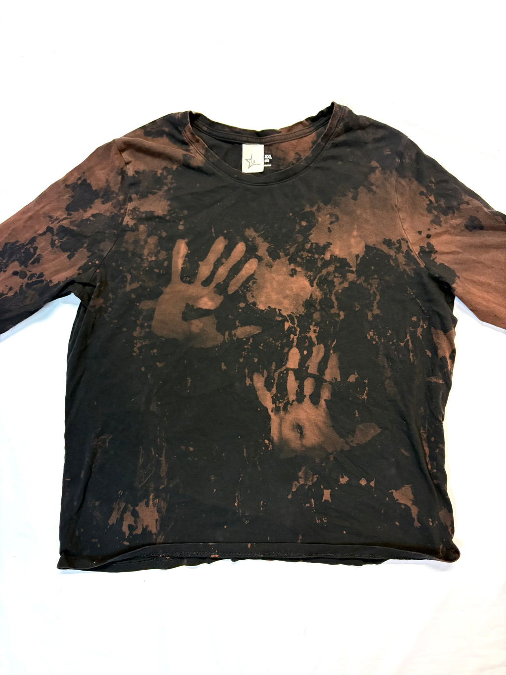 Bleach Dyed Long Sleeve Shirt - Hand Prints