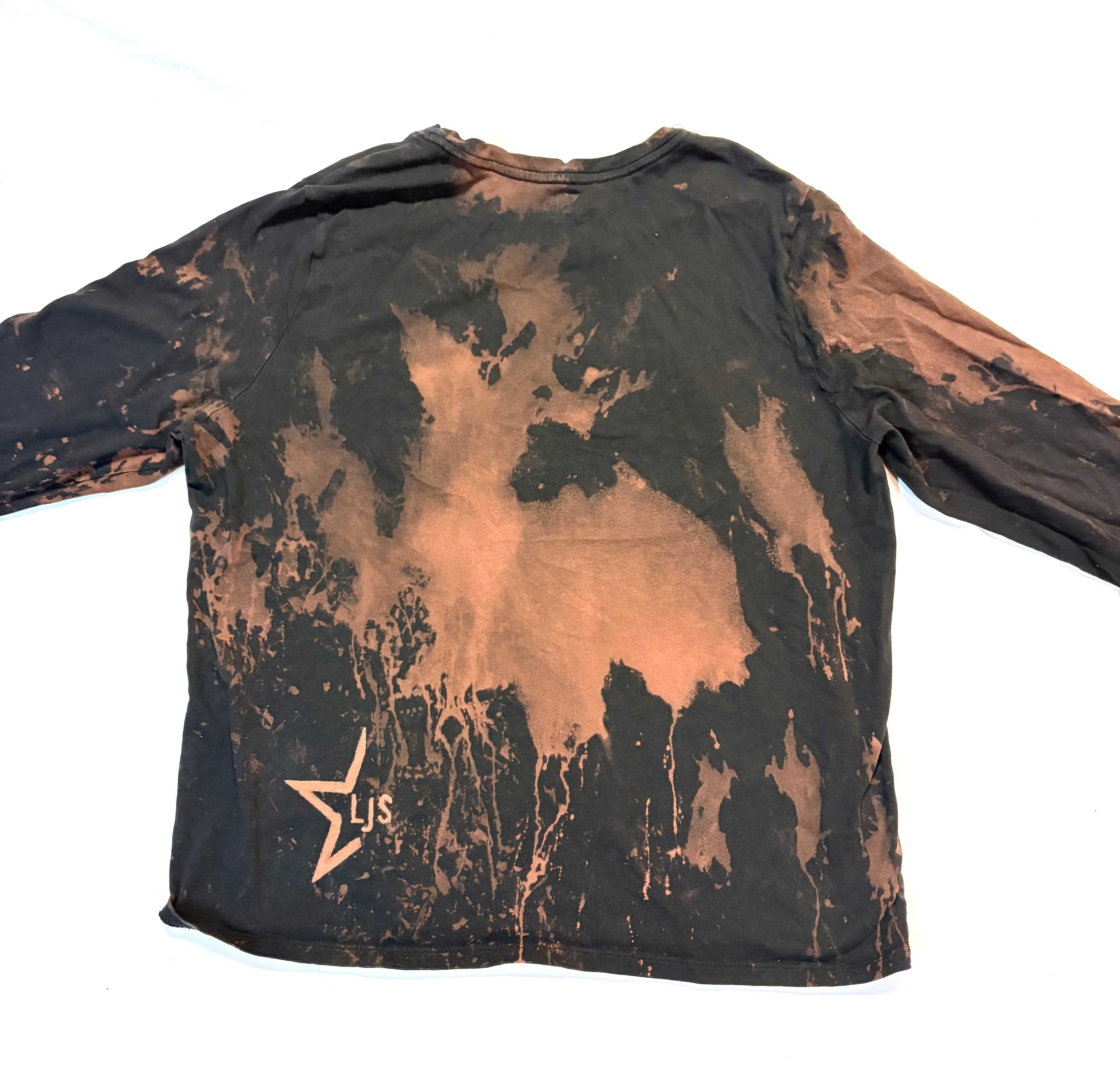 Bleach Dyed Long Sleeve Shirt - Hand Prints