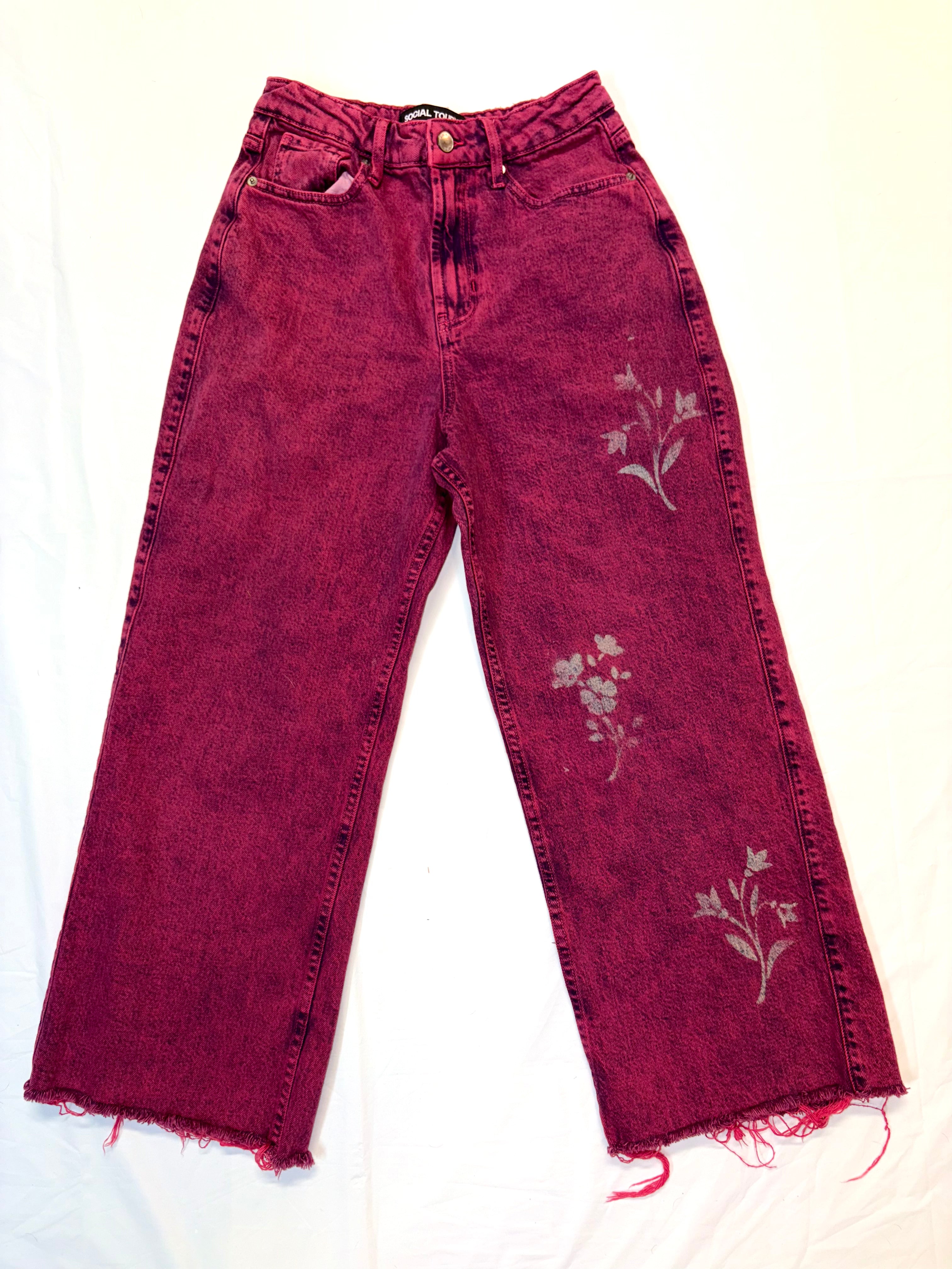 Hand-painted Floral Jeans -