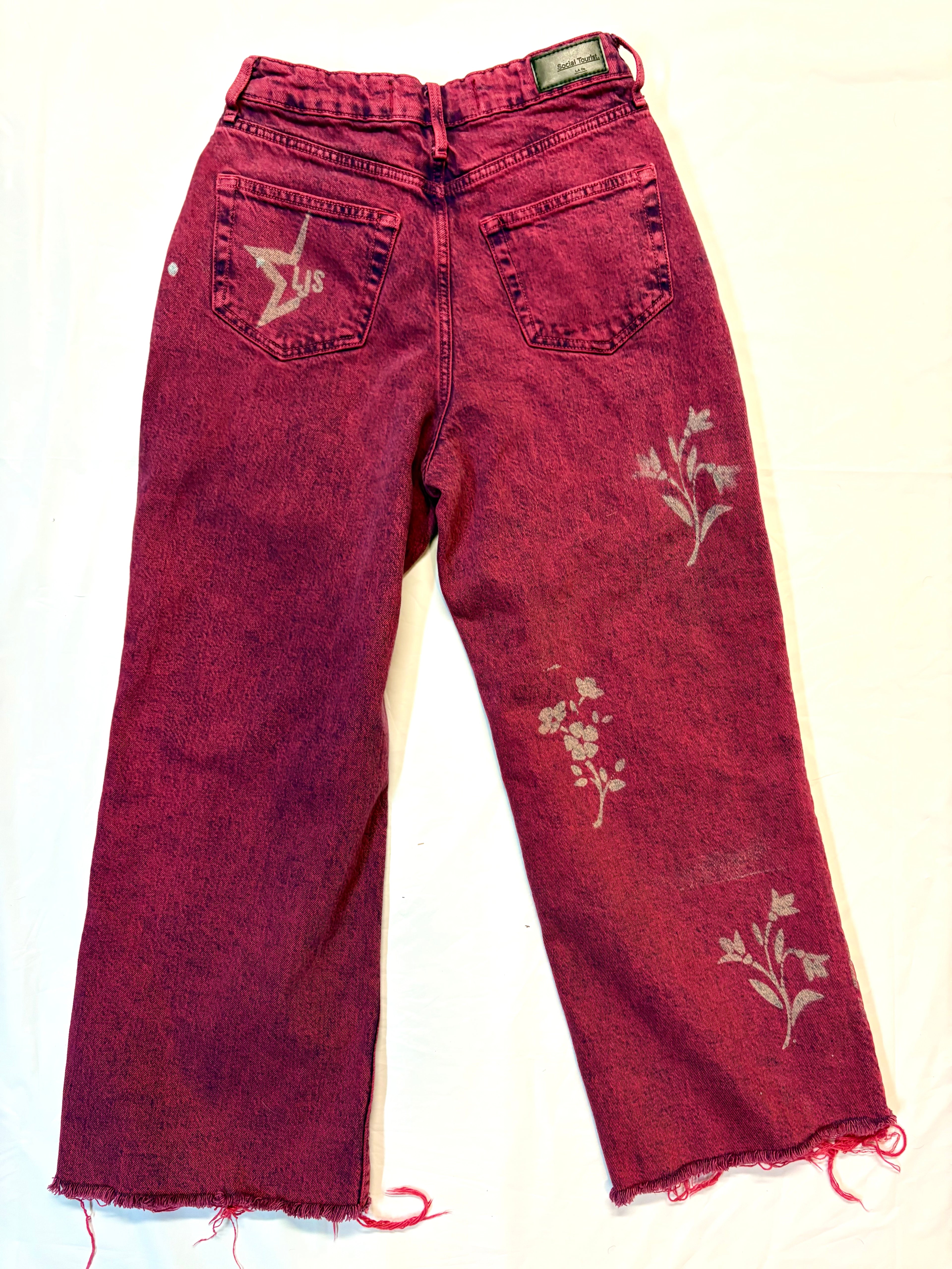 Hand-painted Floral Jeans -