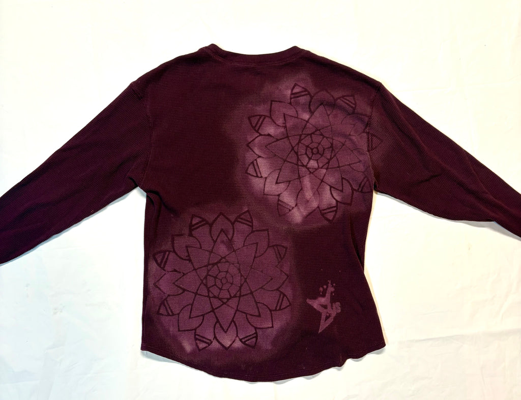 Purple splash dyed with geometric shapes