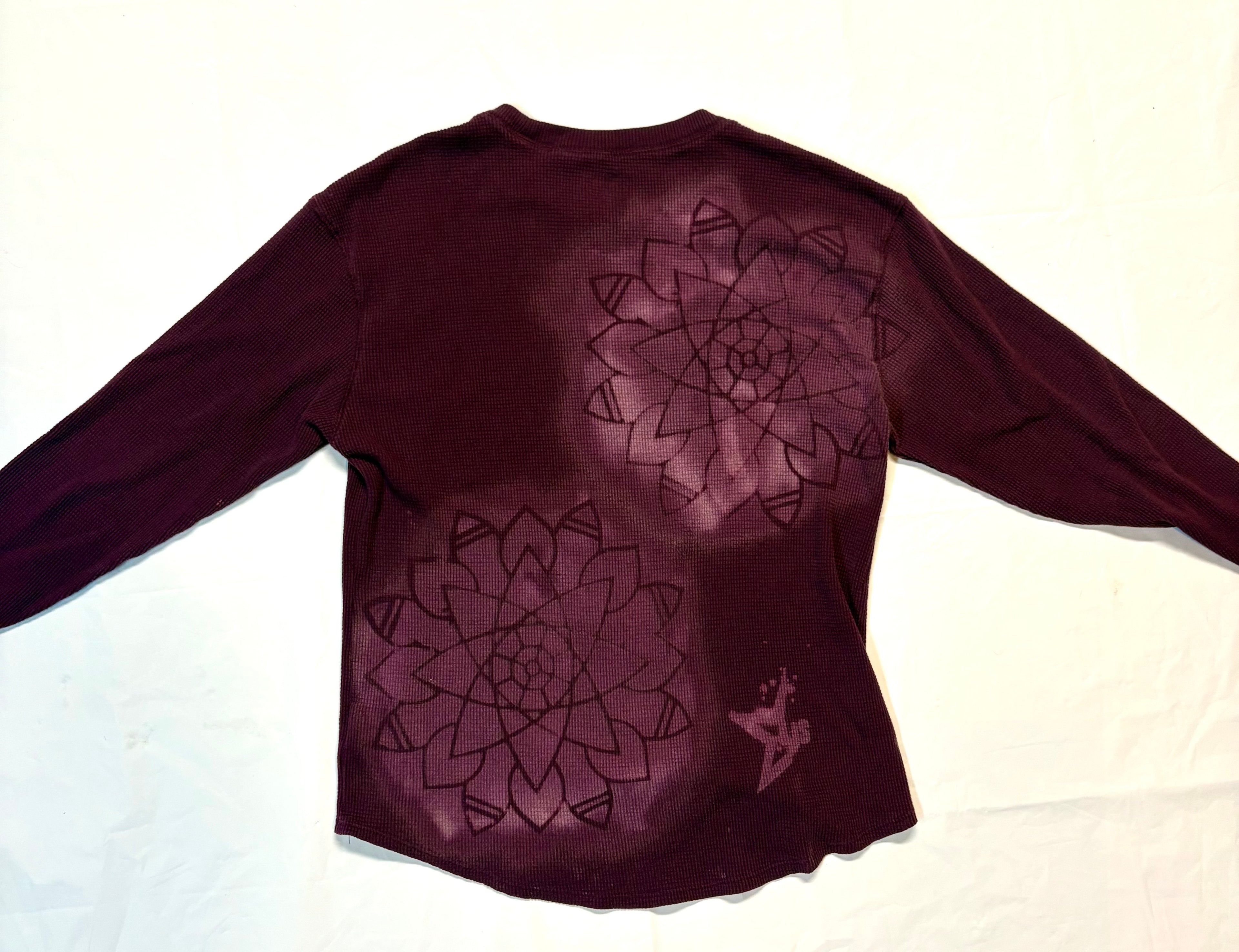 Purple splash dyed with geometric shapes