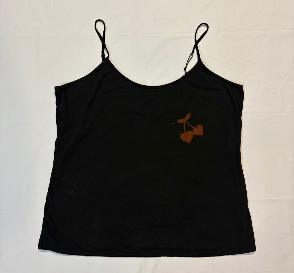 Bleach art cherry bomb on black tank 