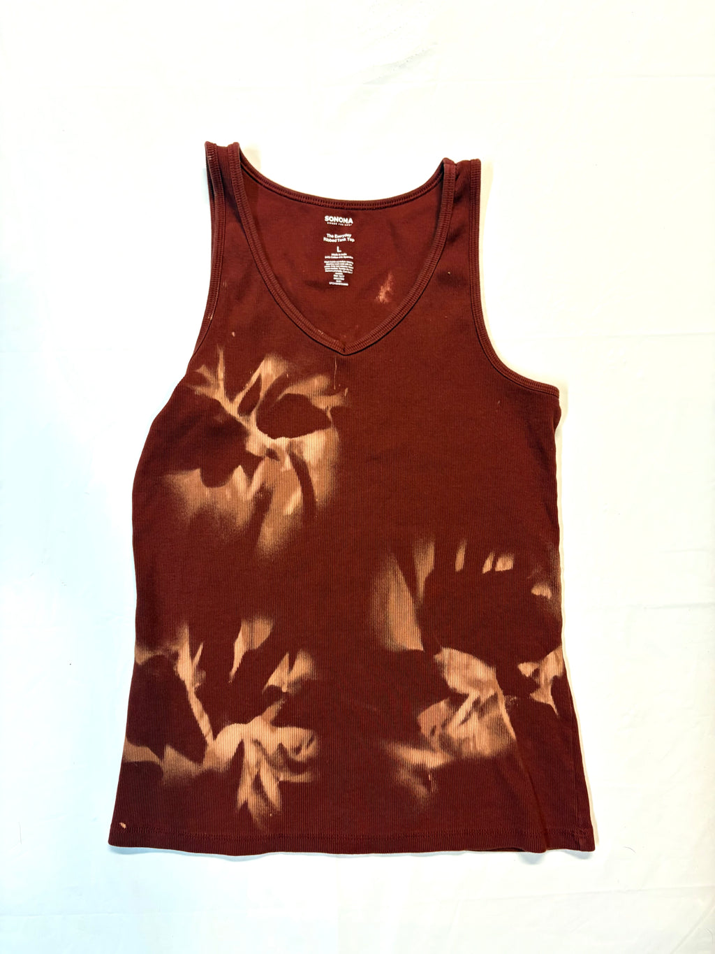 Maroon Splash Bleach-Dyed Tank Top - Large