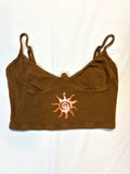 Sun, Moon & Stars Hand-Crafted Brown Crop Top