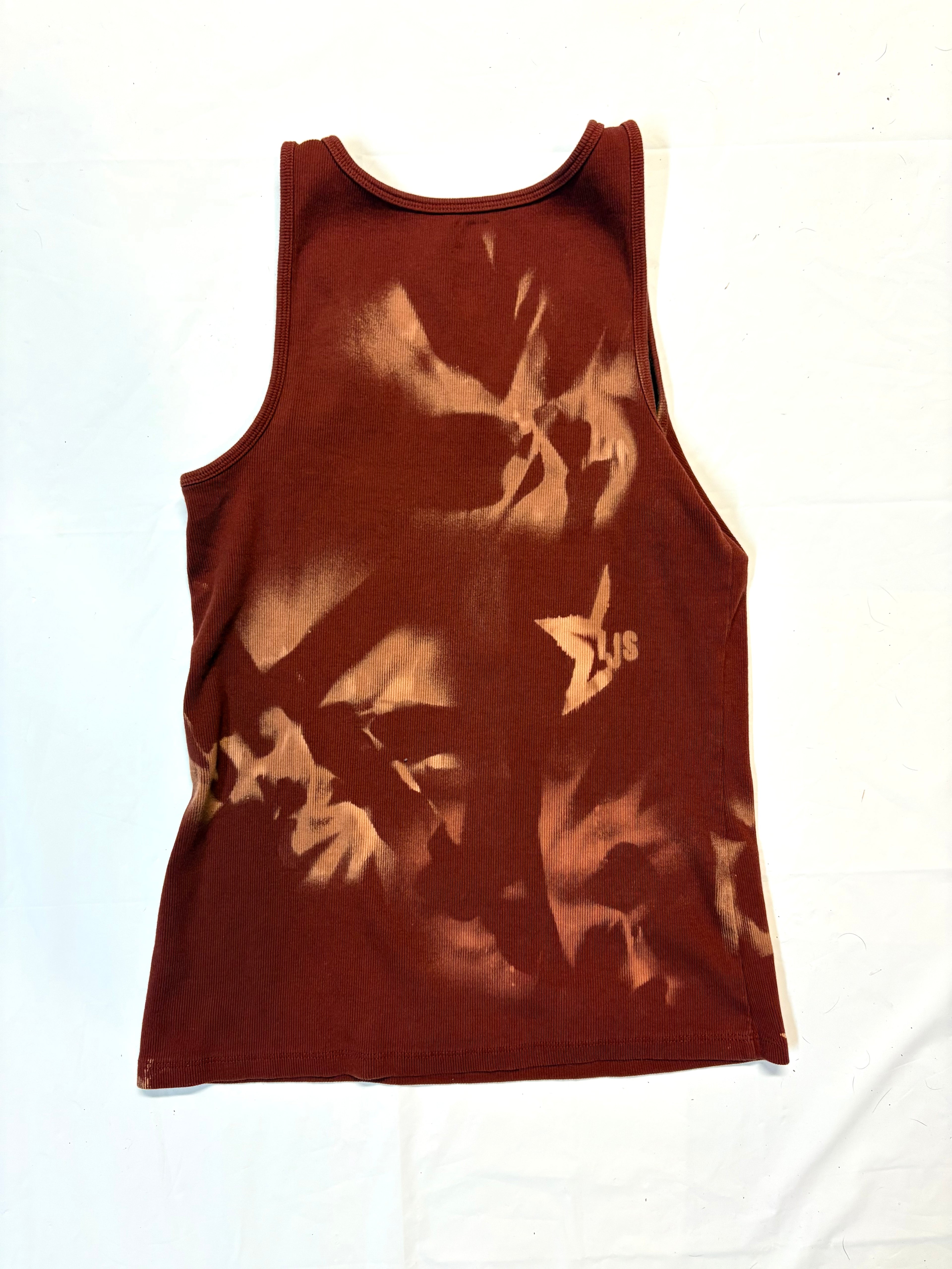 Maroon Splash Bleach-Dyed Tank Top - Large