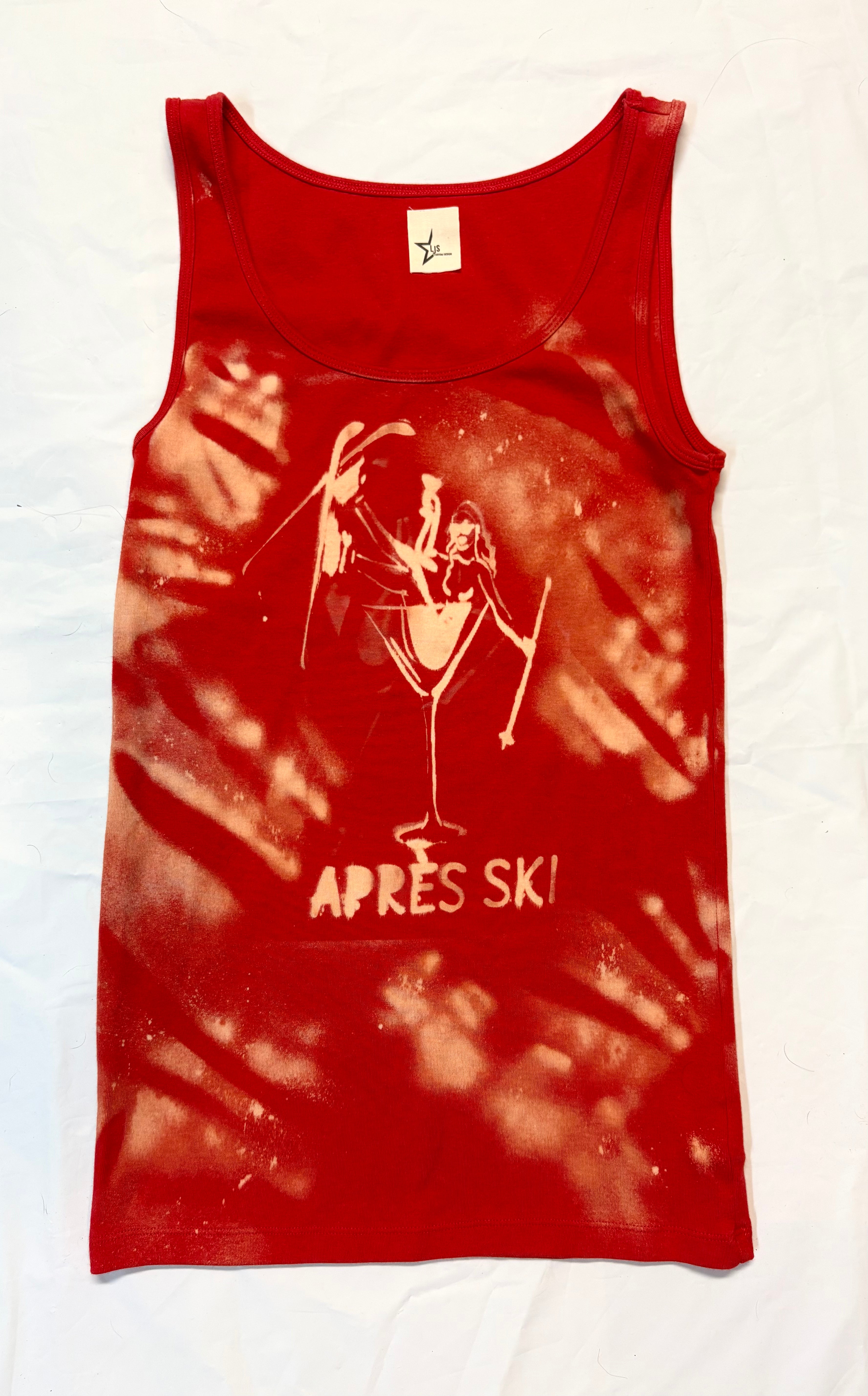 Bright pink/ red tank with martini pores ski girl 