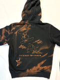 License to Shred — Bleach Dyed Black Nike Hoodie