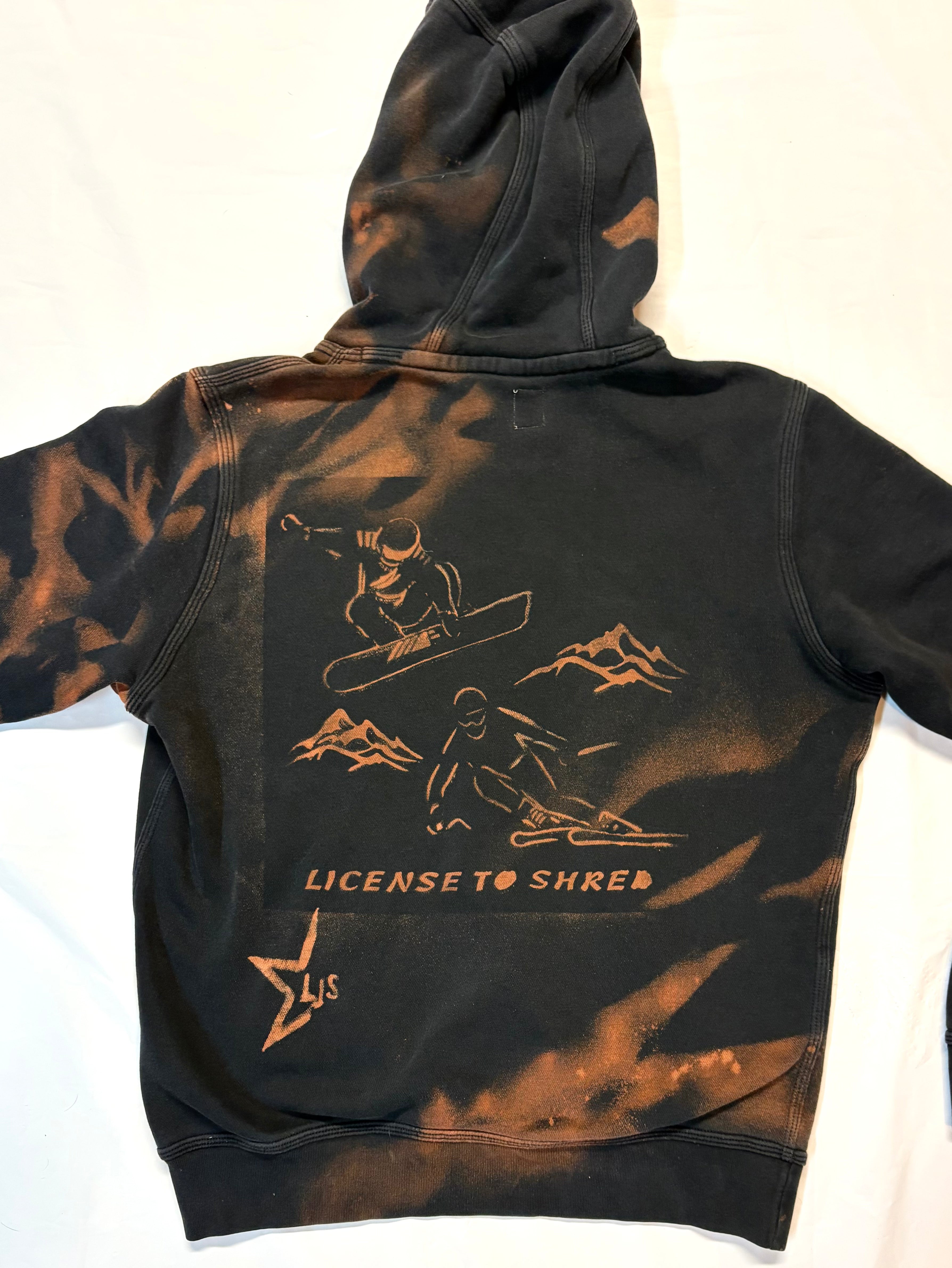 License to Shred — Bleach Dyed Black Nike Hoodie