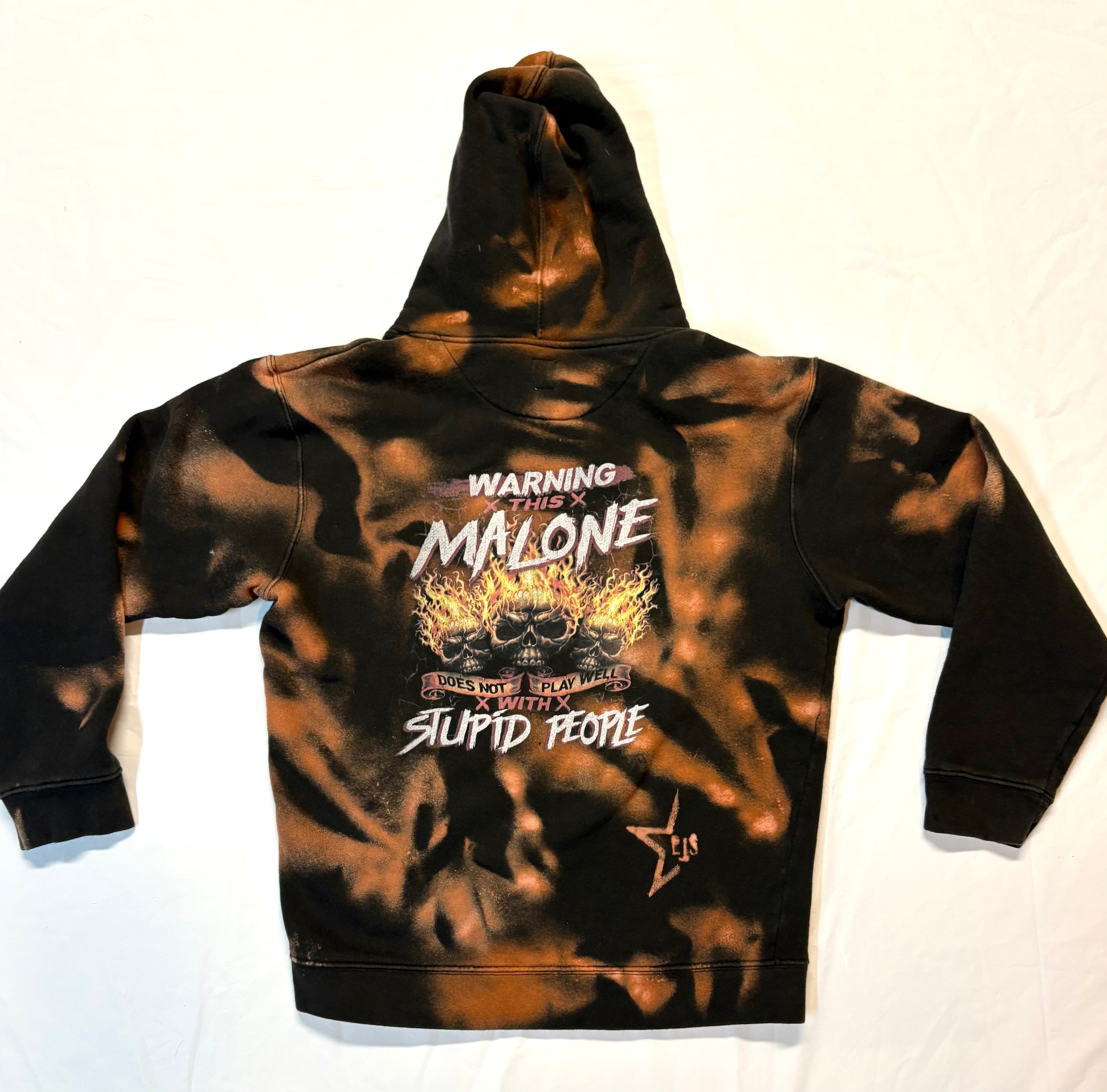 Black Skull Bleach Splash Hoodie