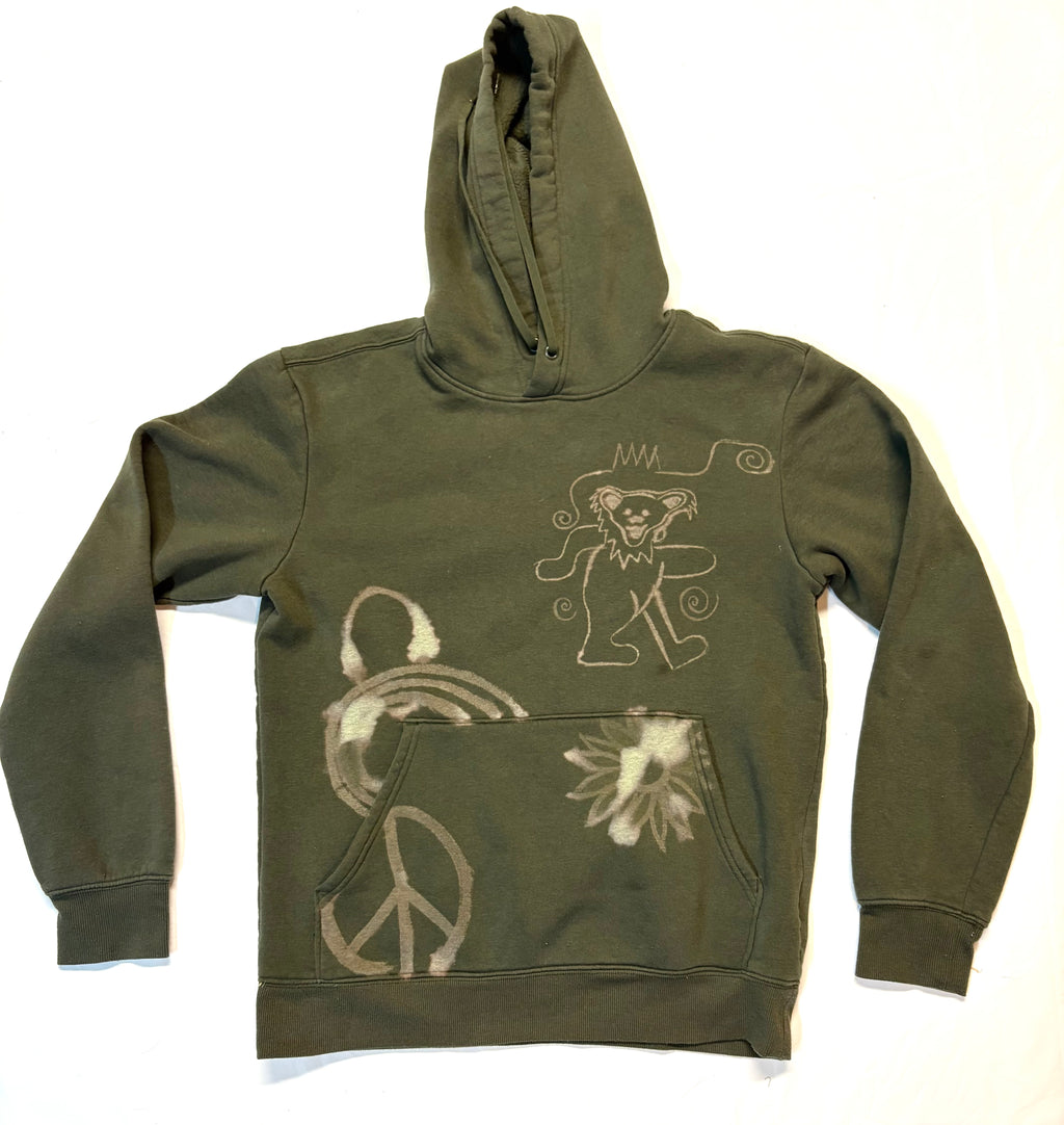 Grateful Dead Welcome to Spring Hand-Printed Green Hoodie