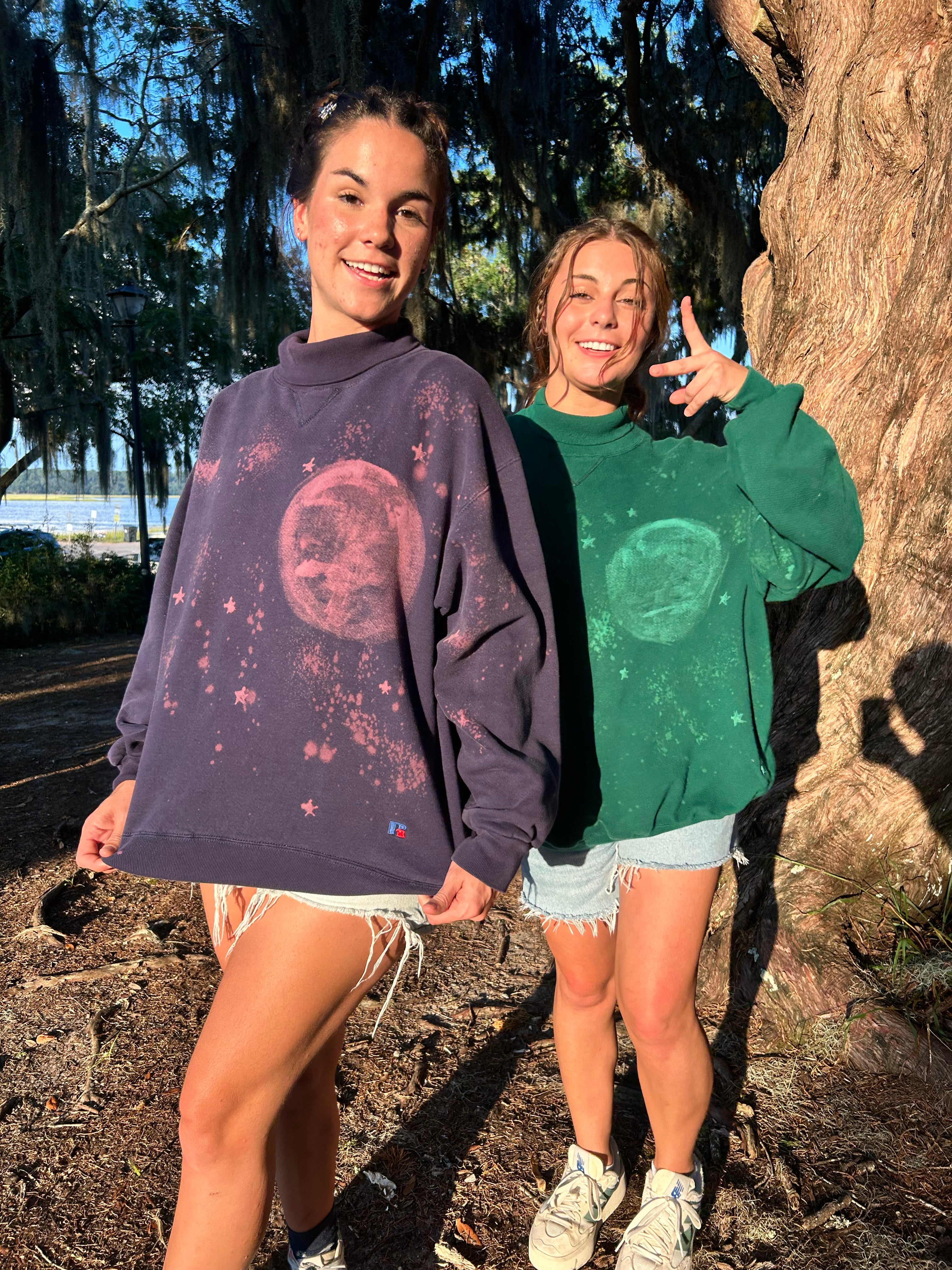 Hand-Painted Bleach Art - Mountian Scene