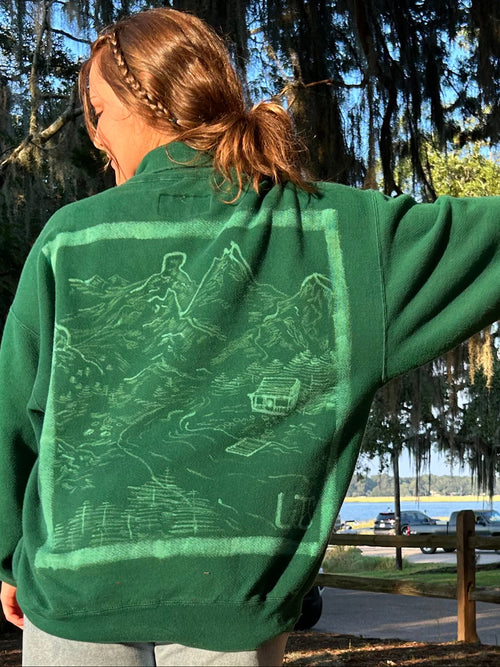 Hand-Painted Bleach Art - Mountian Scene