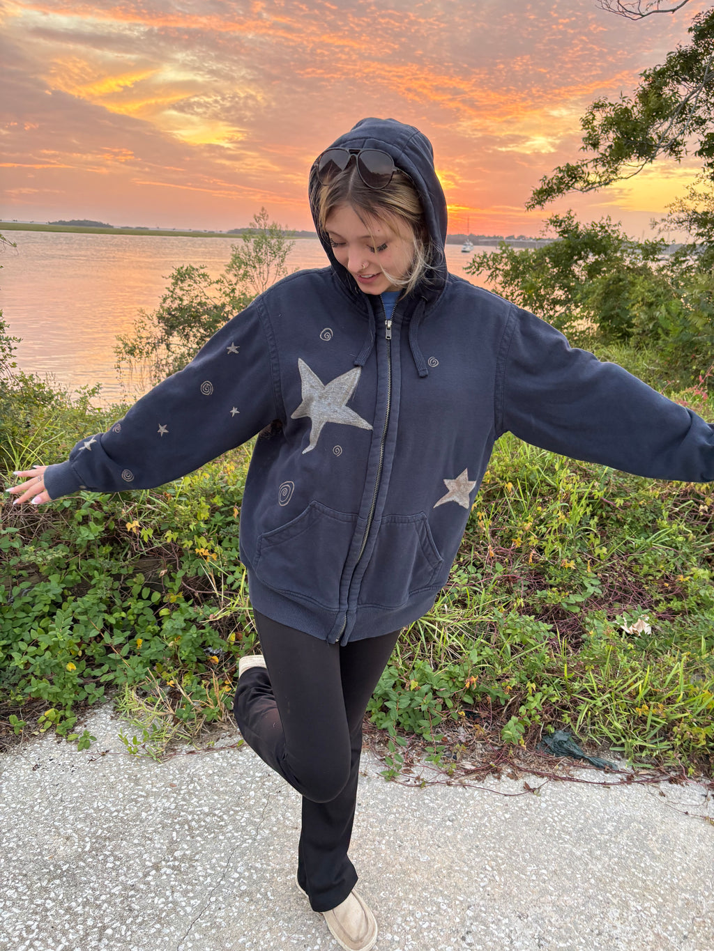 Hand-Painted Bleach Art - Sun, Moon, Star Designs