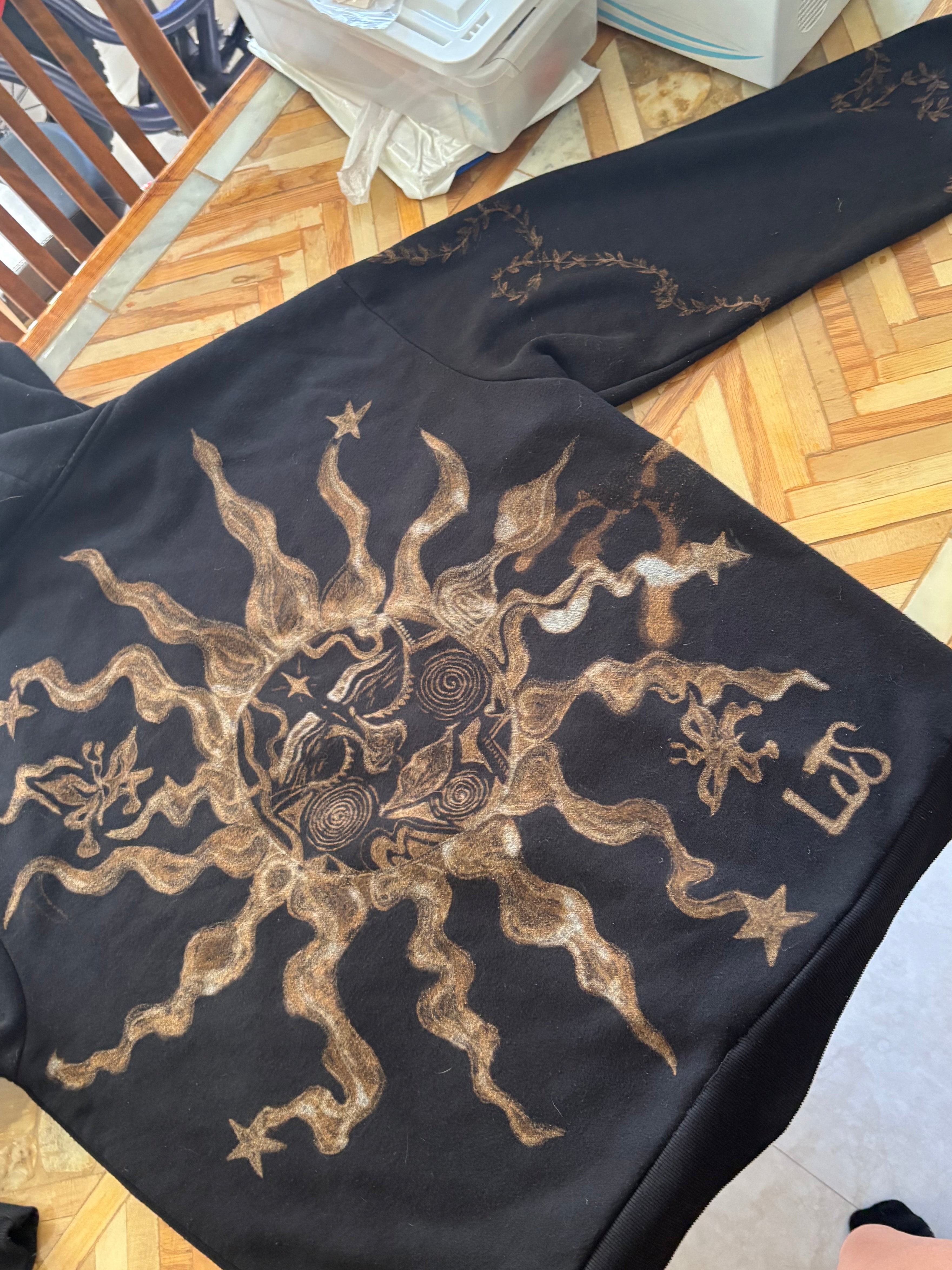 Hand-Painted Bleach Art - Sun, Moon, Star Designs
