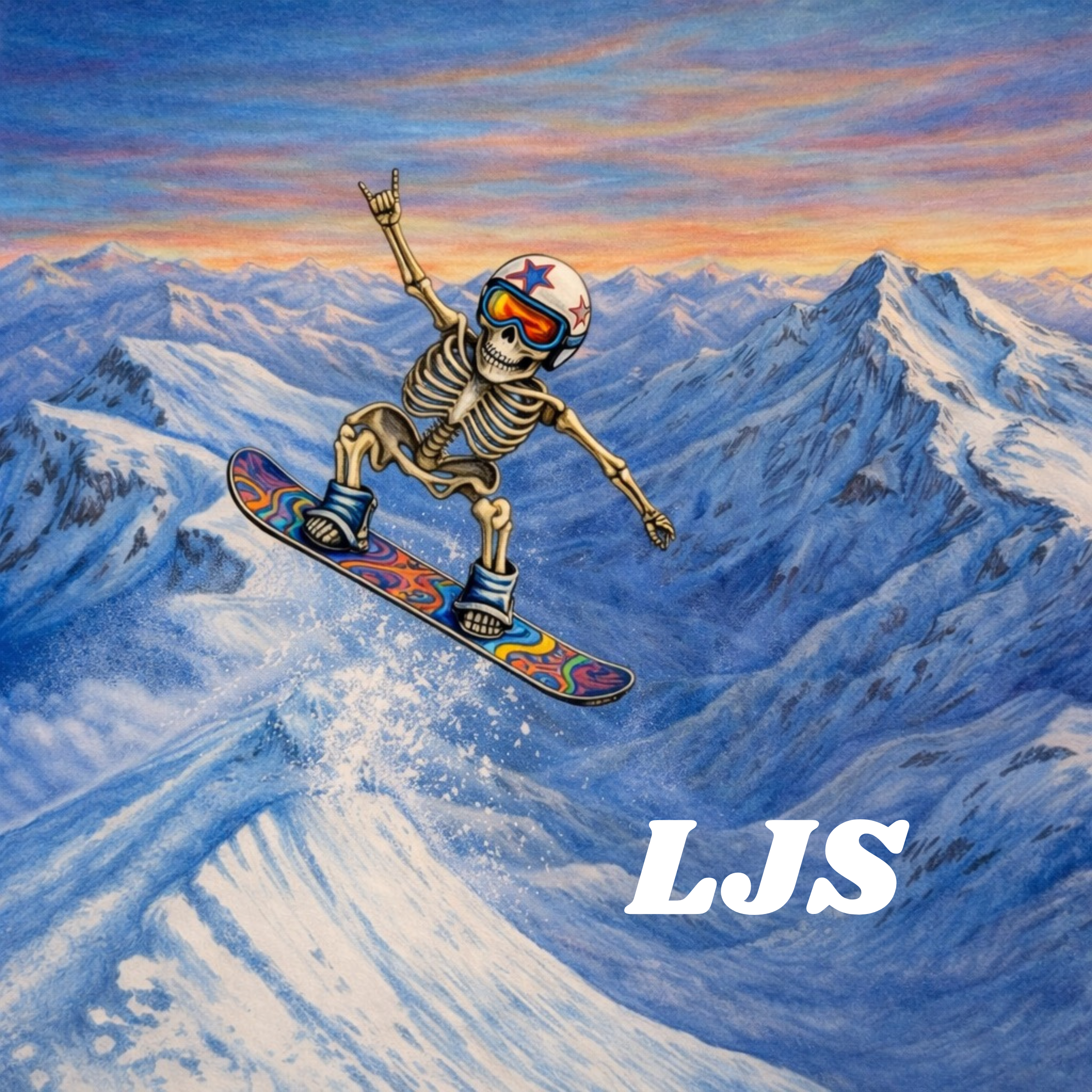 Decorative Snowboarding sticker hitting a jump