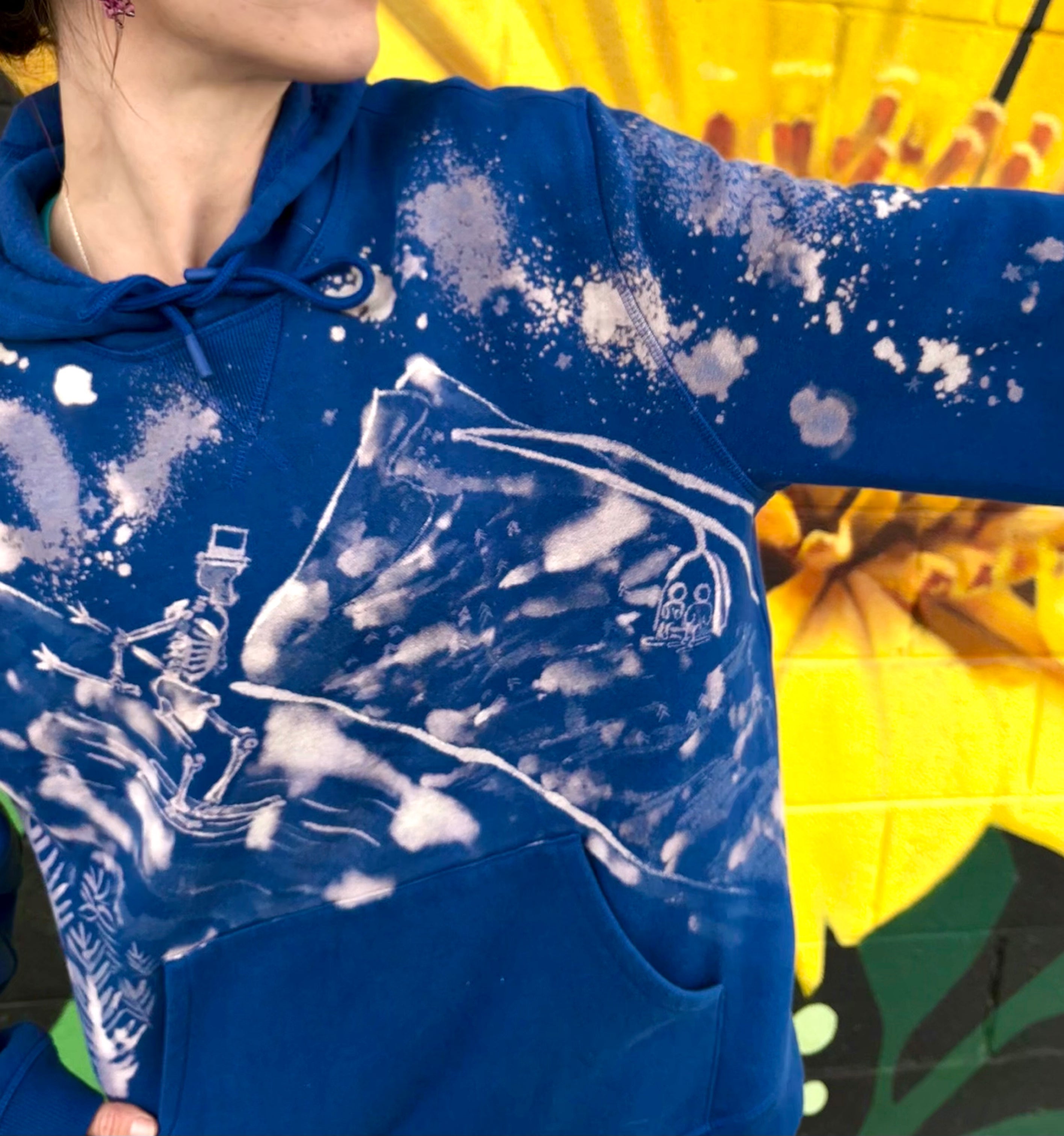 BLUE Rocky Mountain Ripper Hand-Painted Bleach Art - Collection Piece 2/5 - Mens Large