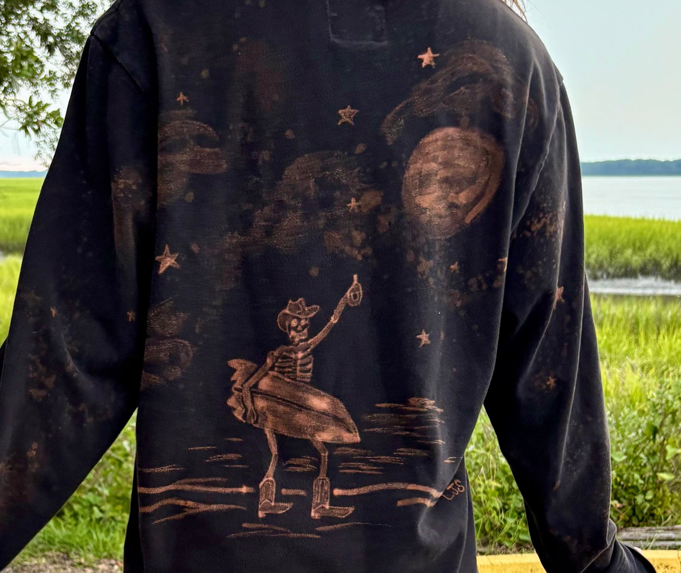 Hand-Painted Bleach Art - Skeleton Designs